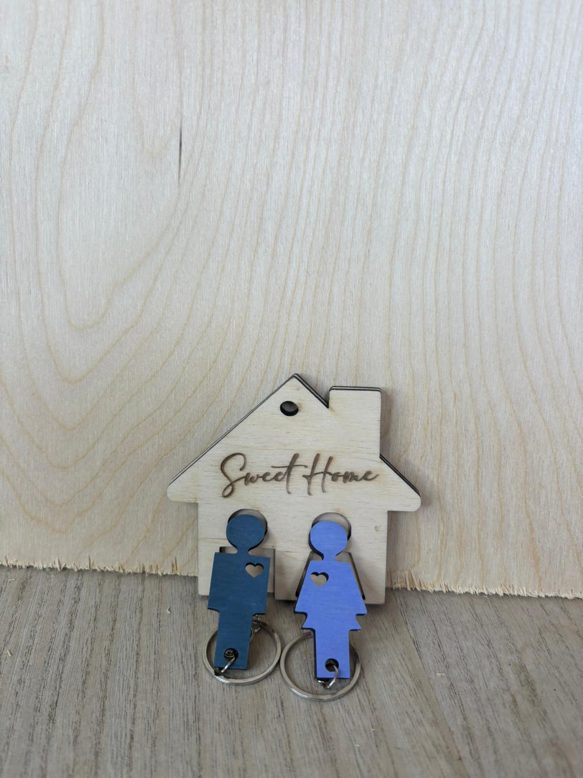 Portachiavi "Sweet Home" in Legno - Personalizzabile