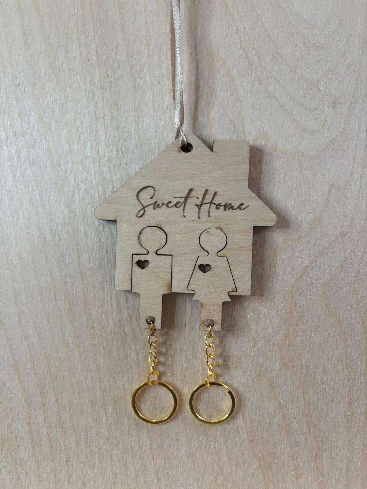 Portachiavi "Sweet Home" in Legno - Personalizzabile