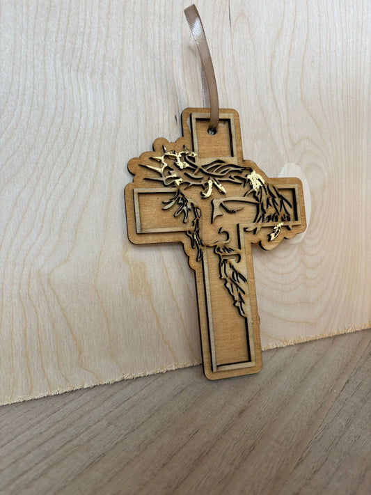 Croce Volto di Gesù con Foglia D'oro - Ottimo per Bomboniera